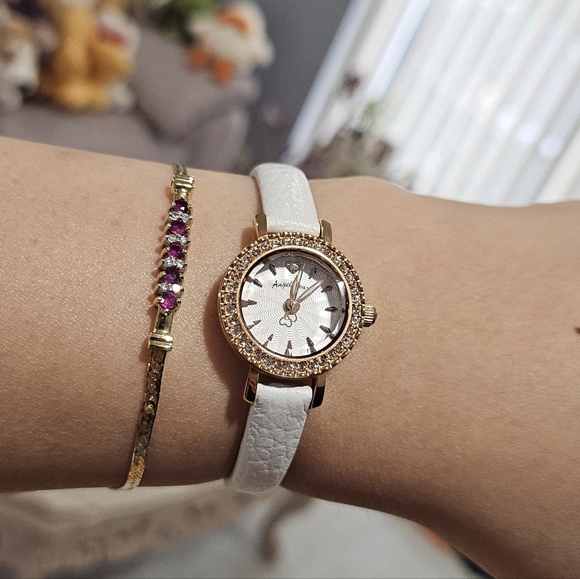 Rose Gold Tone Studded Stainless Steel Watch
